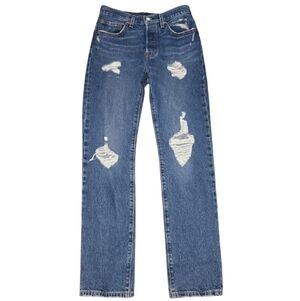 Levi's 501 Women's Blue Distressed Straight Leg Jeans Denim Size 27